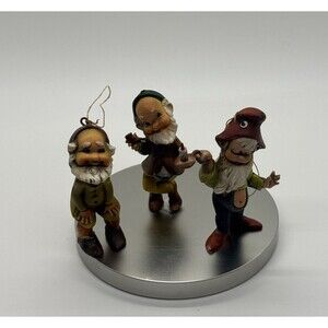 Vtg Lot Snow White Dwarf Elf’s Ornament Gnome Christmas HONG KONG Dwarfs 2 1/2”